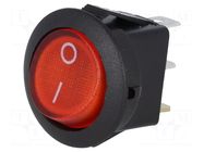 ROCKER; SPST; Pos: 2; ON-OFF; 6.5A/250VAC; red; neon lamp; 35mΩ NINIGI