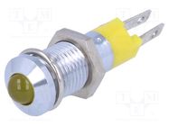 Indicator: LED; prominent; yellow; 12÷14VDC; Ø8.2mm; IP40; metal 