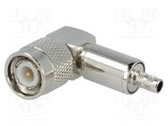 Connector: TNC; plug; male; angled 90°; 50Ω; crimped; for cable; POM AMPHENOL RF