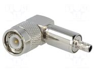Connector: TNC; plug; male; 500V; angled 90°; 50Ω; crimped; POM AMPHENOL RF
