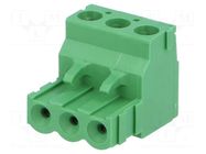 Connector: pluggable terminal block; plug; female; 15A; 300V; 1x3 TE Connectivity