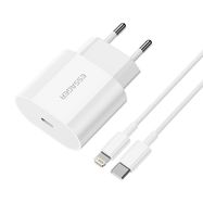 Charger USB-C 20W Essager with USB-C to Lightning cable (white), Essager