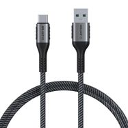USB-A 3.1 to USB-C Fast charging cable Lention CB-ACE-6A1M, 6A, 10Gbps, 0,5m (black), Lention