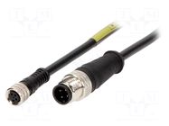 Cable: for sensors/automation; M12,M8; PIN: 4; unshielded; Len: 5m MOLEX