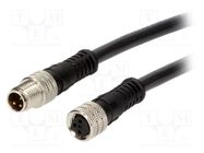 Cable: for sensors/automation; M8-M8; male; female; PIN: 3; plug 