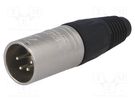 Plug; XLR; male; PIN: 4; straight; for cable; soldering; 3.5÷8mm; X NEUTRIK