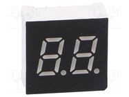 Display: LED; 7-segment; 7.62mm; 0.3"; No.char: 2; blue; 40mcd; anode OPTO Plus LED