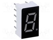 Display: LED; 7-segment; 7.62mm; 0.3"; No.char: 1; red; 10mcd; anode 