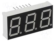 Display: LED; 7-segment; 14.2mm; 0.56"; No.char: 3; blue; 80mcd 