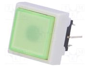 Switch: keypad; Pos: 2; DPDT; 0.1A/30VDC; green; LED; green; THT; 1.5N 