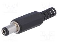 Plug; DC supply; female; 5.5/2.1mm; 5.5mm; 2.1mm; for cable; 9mm 