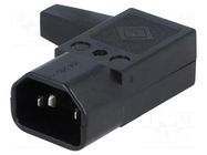 Connector: AC supply; plug; male; 10A; IEC 60320; C14 (E); right K+B