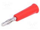 Plug; 4mm banana; 24A; 60VDC; red; non-insulated; Overall len: 46mm ELECTRO-PJP