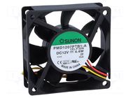 Fan: DC; axial; 12VDC; 70x70x25mm; 83.25m3/h; 45dBA; ball; 9.14mmH2O SUNON