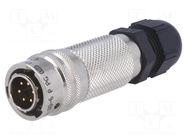 Connector: circular; plug; for cable; PIN: 6; male; soldering; 7.5A AMPHENOL