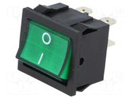 ROCKER; DPST; Pos: 2; ON-OFF; 6A/250VAC; green; neon lamp; 35mΩ NINIGI