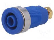 Connector: 4mm banana; socket; 32A; blue; gold-plated; 32mm SCHÜTZINGER