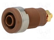 Connector: 4mm banana; socket; 32A; brown; gold-plated; 32mm SCHÜTZINGER