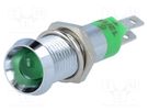 Indicator: LED; recessed; green; 12÷14VDC; Ø8.2mm; IP67; metal SIGNAL-CONSTRUCT