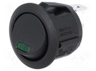 ROCKER; SPST; Pos: 2; ON-OFF; 10A/250VAC; 10A/24VDC; black; LED; 2V 