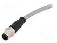 Connector: M12; plug; male; PIN: 12; straight; cables; 1m HARTING