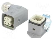 Connector: HDC; male + female; plug + socket,complete set; PIN: 4 HARTING