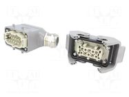 Connector: HDC; male + female; 16A; 500V; Han Kit; PIN: 10; 10+PE HARTING