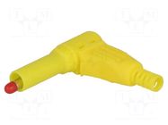 Connector: 4mm banana; plug; 32A; yellow; insulated,angled; 40mm AXIOMET