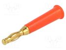 Plug; 4mm banana; 60VDC; red; non-insulated; Max.wire diam: 5mm 