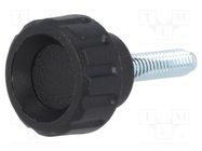 Knob; Ø: 16mm; Ext.thread: M4; 16mm; H: 13mm; polyamide; knurled ELESA+GANTER