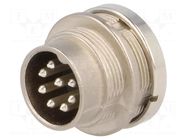 Connector: M16; socket; male; PIN: 8; 5A; 100V; C091D; soldering; 270° AMPHENOL