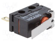 Microswitch SNAP ACTION; 0.1A/125VAC; 0.1A/30VDC; with lever OMRON Electronic Components
