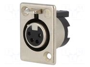 Connector: XLR; socket; female; 10A; 50V; PIN: 4; straight; soldering DELTRON