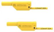 4MM BANANA PLUG-SQ, SHROUDED, YELLOW, 1M