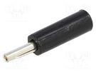Plug; 4mm banana; 16A; 50VDC; black; non-insulated; for cable DELTRON