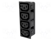 Connector: AC supply; splitter; female; 10A; 250VAC; C13 (F) SCHURTER