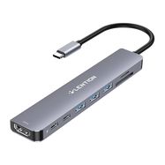 Lention 8in1 Hub USB-C to 3x USB 3.0 + SD/TF + PD + USB-C + HDMI 4K60Hz (gray), Lention