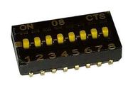 DIP SWITCH, 0.1A, 50VDC, 8POS, SMD
