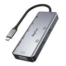 Hub 9in1 RayCue USB-C to 2x USB-A 3.0 5Gbps + 2x SD/TF 3.0 + 2x HDMI 4K30Hz + VGA 1080p + jack 3.5mm + PD 3.0 100W (gray), RayCue