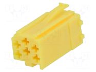 Connector housing; plug; mini ISO; PIN: 6; yellow 4CARMEDIA