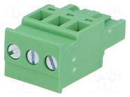 Pluggable terminal block; 5mm; ways: 3; angled; plug; female; green DEGSON ELECTRONICS