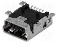 Socket; USB B mini; on PCBs; SMT; PIN: 5; horizontal; in-tray TE Connectivity