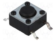 Microswitch TACT; SPST-NO; Pos: 2; 0.05A/12VDC; SMT; none; 1.6N SCHURTER