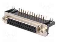 Connector: D-Sub; PIN: 25; socket; female; angled 90°; THT; UNC 4-40 CONNFLY