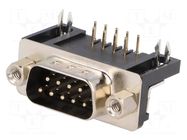 Connector: D-Sub; PIN: 9; socket; male; angled 90°; THT; UNC 4-40 CONNFLY