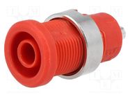 Connector: 4mm banana; socket; 25A; red; nickel plated; soldered DONAU ELEKTRONIK