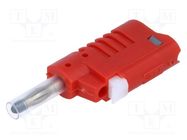 Plug; 4mm banana; 36A; 30VAC; 60VDC; red; on cable DONAU ELEKTRONIK