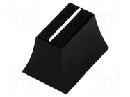 Knob; slider; black; 20x14x13mm; width shaft 6,3mm; plastic CLIFF