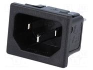 Connector: AC supply; socket; male; 10A; IEC 60320; C14 (E) 