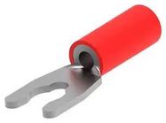 CRIMP TERMINAL, FORK, #6, 16AWG, RED